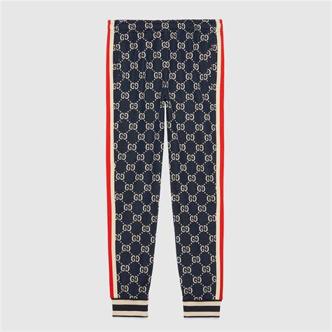 gucci blue velvet pants|gucci satin jacquard pants.